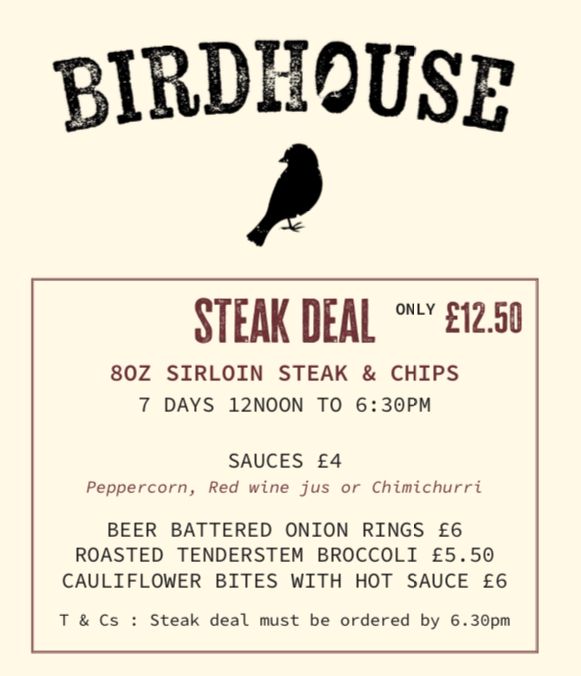 Birdhouse Steak Deal